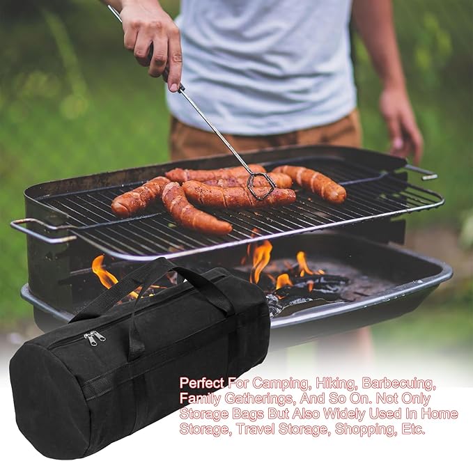 24" Grill Tool Storage Bag, Canvas, Black, Unisex, Classic Style, 60x24x24 cm/24 * 9.4 * 9.4 inches, Zipper Closure, Hand Strap, Perfect for Outdoor Grilling, Camping, Hiking