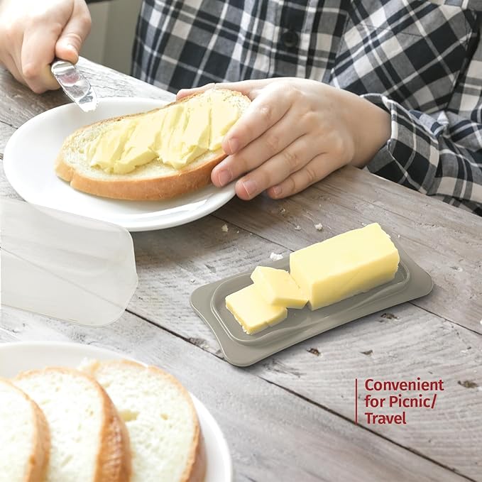 Signoraware Butter Dish with Lid -Butter Keeper Container with Clear Lid for Countertop, Frige- Durable Plastic, Unbreakable Standard Butter Dish Holder For Home, Camping, Multipurpose Bpa Free- Grey