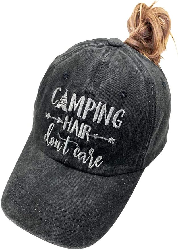 Unisex Camping Hair Don't Care Vintage Adjustable Baseball Cap Denim Dad Hat