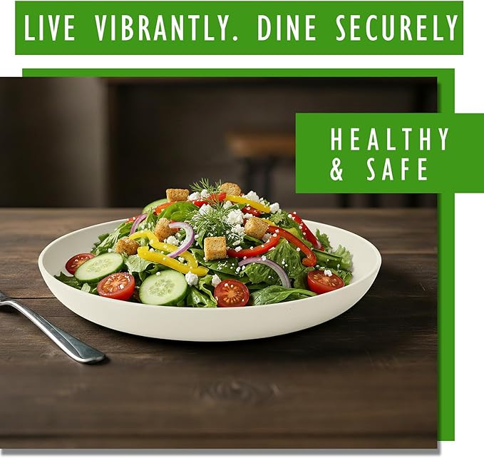 Wheat Straw Plates 6-Piece Set, 10 Inch Unbreakable Deep Dinner Plates, Reusable Plastic Plates Microwave and Dishwasher Safe BPA-Free for Family, Daily Use, LightGrey
