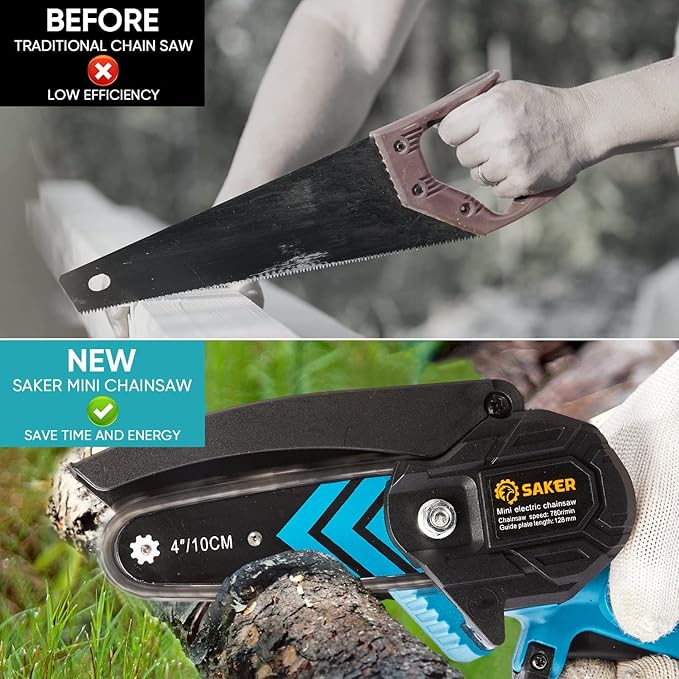 Saker Mini Chainsaw,Portable Electric Chainsaws Cordless,Small Handheld Chain Saw Pruning Shears Chain Saws for Tree Branches,Gifts for for Men Husband Women,Courtyard and Garden