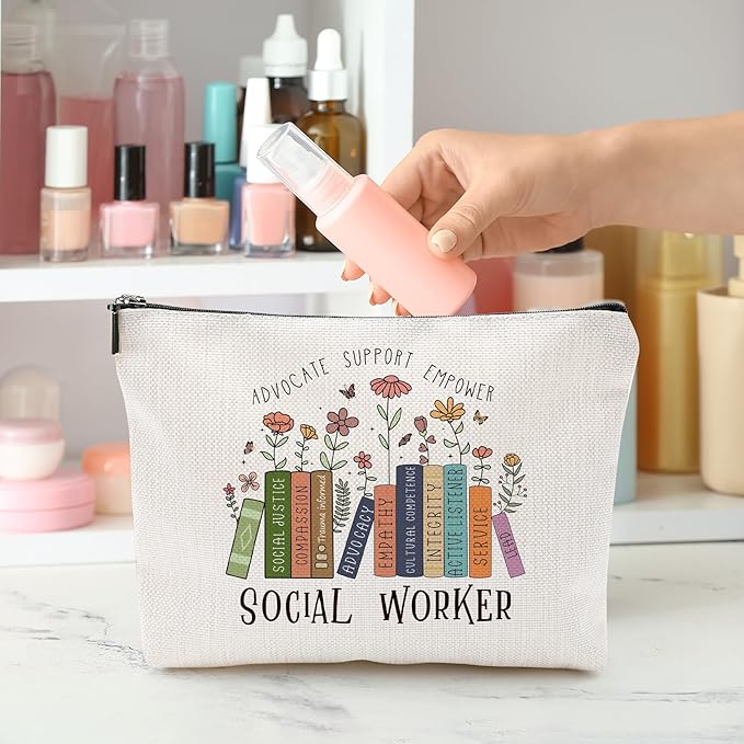 Sitsink Social Worker Makeup Bags - Empower Gifts for Her, Advocate Support Makeup Cosmetic Bags