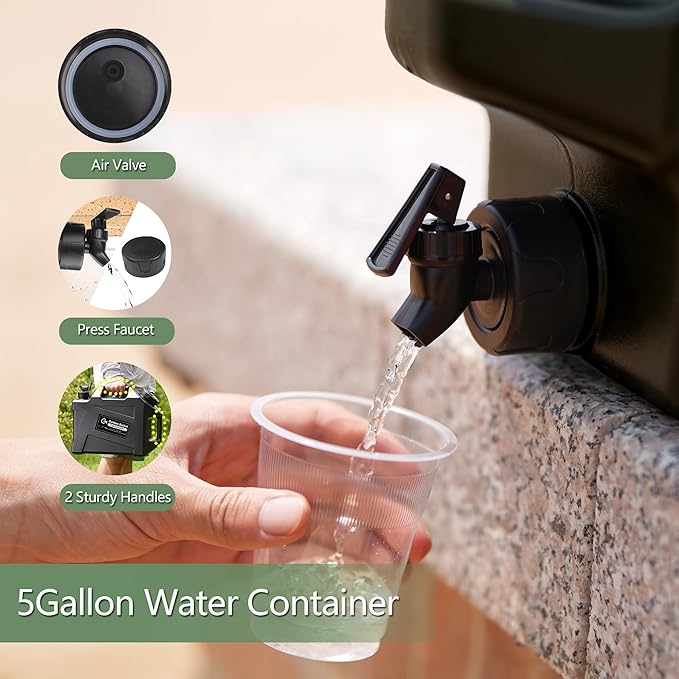 COOZMENT 3.2 Gallon/5 Gallon Water Containers with Spigot, BPA Free Water Jug, Military Green Water Tank, Multifunction Water Storage Containers for Camping Outdoor Hiking,Emergency Stroage