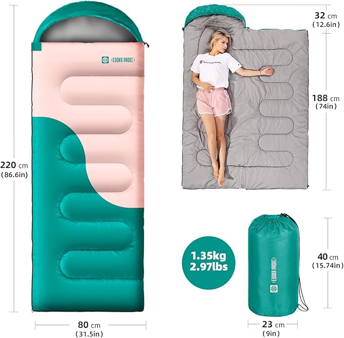 Sleeping Bags for Adults&Kids,Lightweight Waterproof Warm Weather Sleeping Bag,Compact Portable Sleeping Bag for Camping,Essentials Gear for Camping Hiking Outdoor Travel