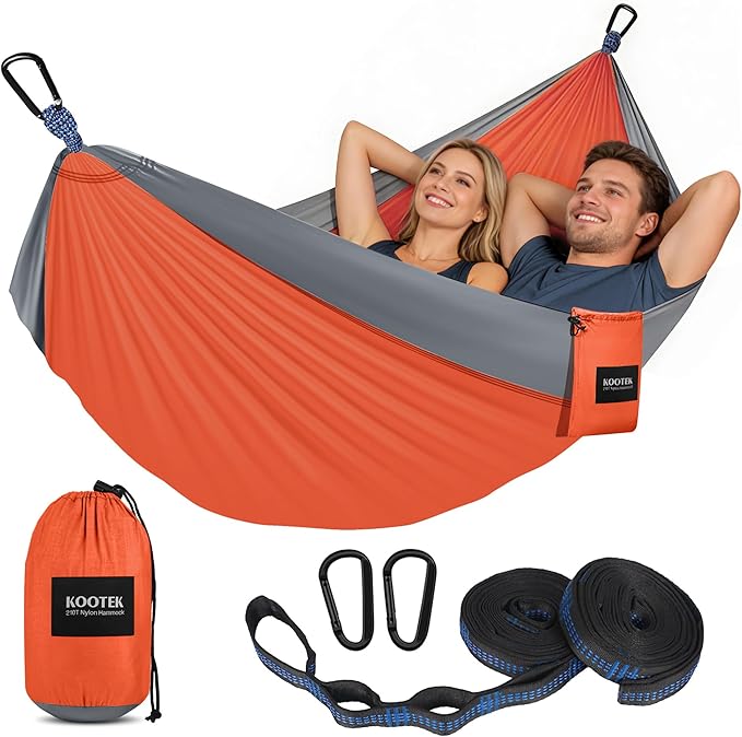 Kootek Camping Hammock, Portable Hammocks with Tree Straps & Attached Carry Bag, Camping Essentials Gear, Perfect for Outside Indoor Hiking Beach Backpack Travel