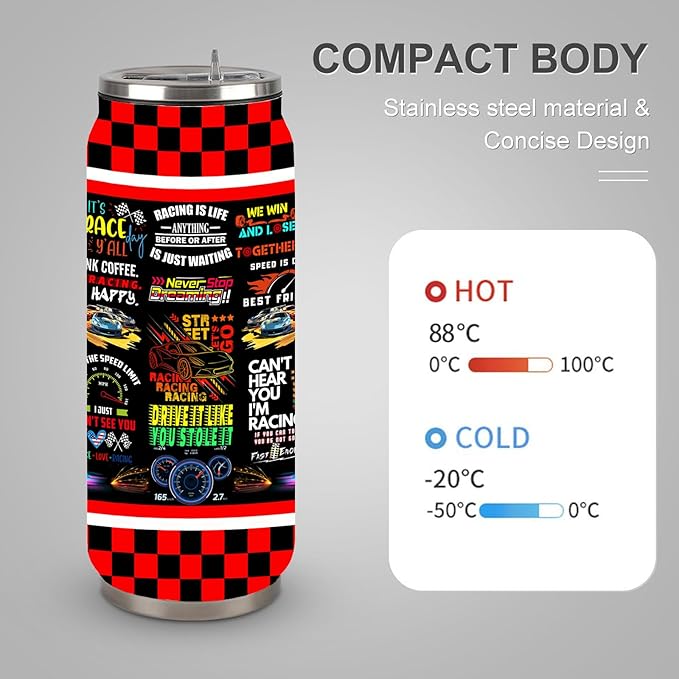 Car Racing Gifts Racing Stainless Steel Insulated Tumbler with Lid and Straw Race Gift For Racer, Race Car Enthusiast 17oz