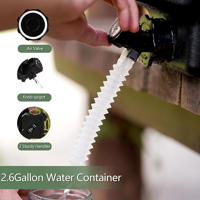 COOZMENT 3.2 Gallon/5 Gallon Water Containers with Spigot, BPA Free Water Jug, Military Green Water Tank, Multifunction Water Storage Containers for Camping Outdoor Hiking,Emergency Stroage