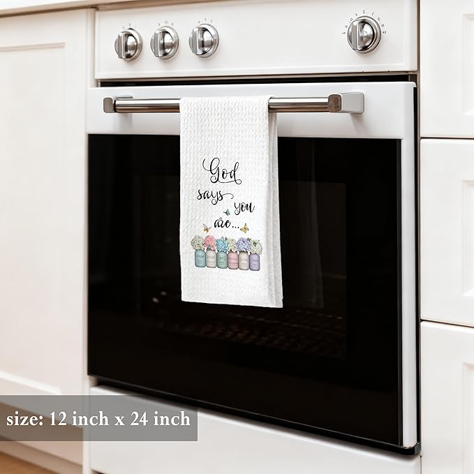 Christian Kitchen Towels 16x24,God says You are Religious Bible Scripture Inspirational Kitchen Bathroom Towels，Christian Housewarming Gifts，Inspirational Gifts for Women