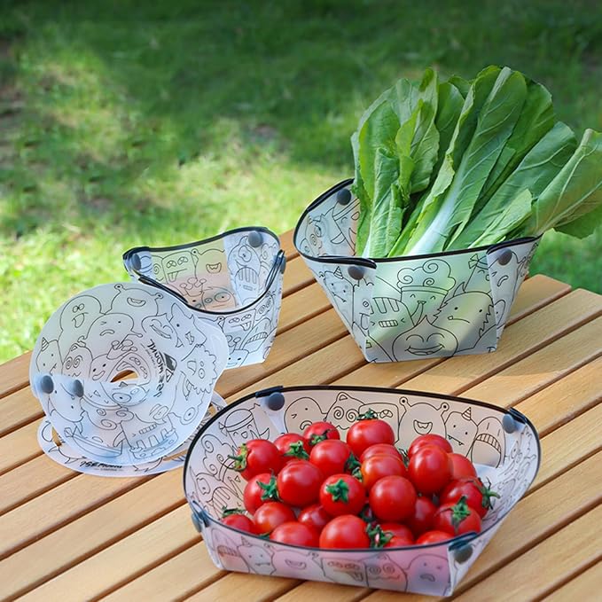 MIUPOO Collapsible Bowl Plate Cup Set,Portable Mess Kit,Food Grade Material Free Folding Plate for Lunch Family Picnic,Set of 3, 3 Sizes