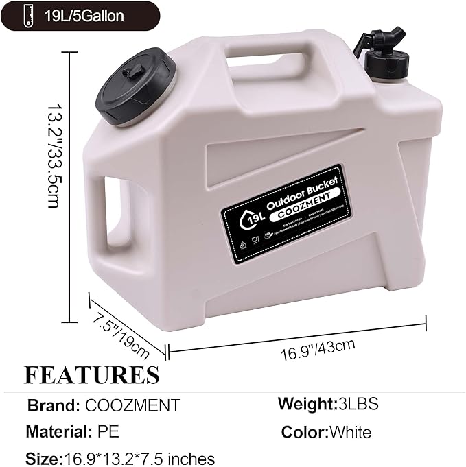 COOZMENT 3.2 Gallon/5 Gallon Water Containers with Spigot, BPA Free Water Jug, Military Green Water Tank, Multifunction Water Storage Containers for Camping Outdoor Hiking,Emergency Stroage