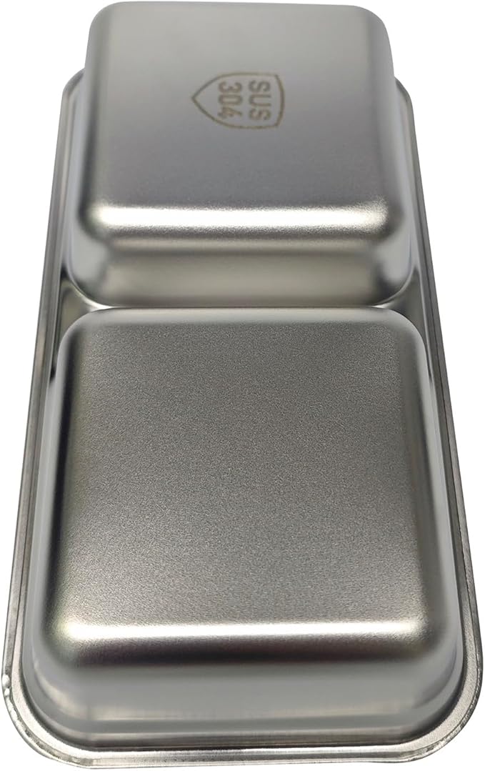 2 Pack Stainless Steel Snack Containers with Leak-Proof Lids, Reusable Food Storage Boxes, Dishwasher Safe Portable Lunch Containers for Meal Prep, Travel, Camping (2-Cell)