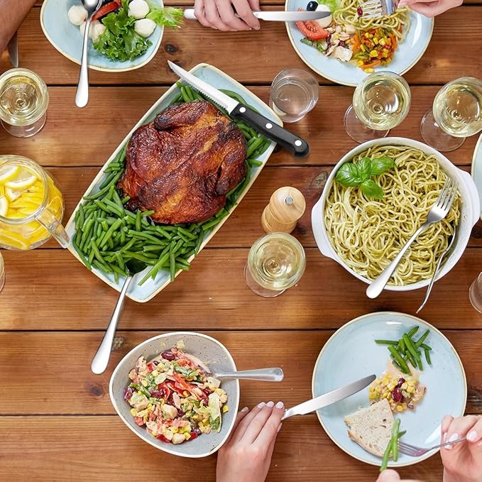 Camping Silverware Silver Picnic Plates and Utensils Set for 4 Portable Tableware Stainless Steel Dinnerware 20 Pieces With Organizer Bag Reusable Durable