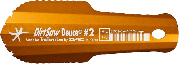 TheTentLab DirtSaw® Deuce #2 - .6 oz Ultralight Backpacking Trowel, Color: Orange
