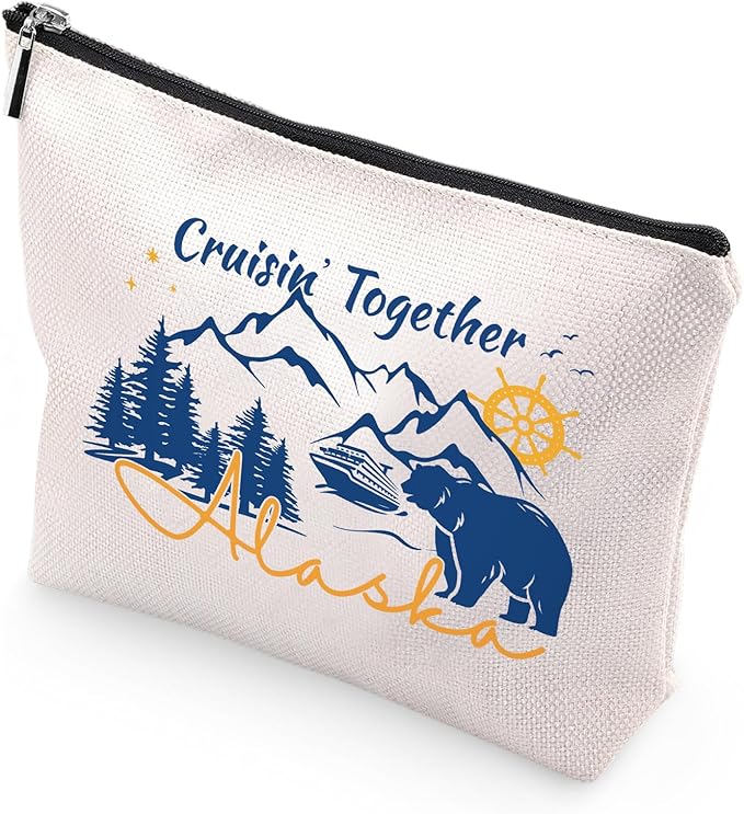 Sitsink Alaska Essentials Pouch - Cruise Travel Makeup Bag, Cruisin Together Makeup Bags, Must Haves Besties Birthday Christmas Gifts