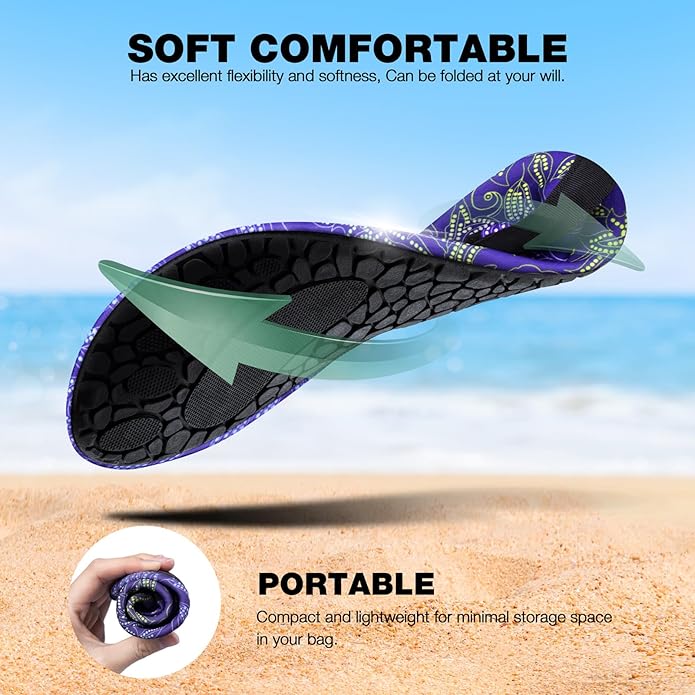 SIMARI Water Shoes Women Men Aqua Socks Beach Barefoot Quick Drying Aqua Aerobics Swim Pool Non Slip Outdoor Travel Essentials Surf River Lake Snorkeling Kayak Yoga Adult Youth