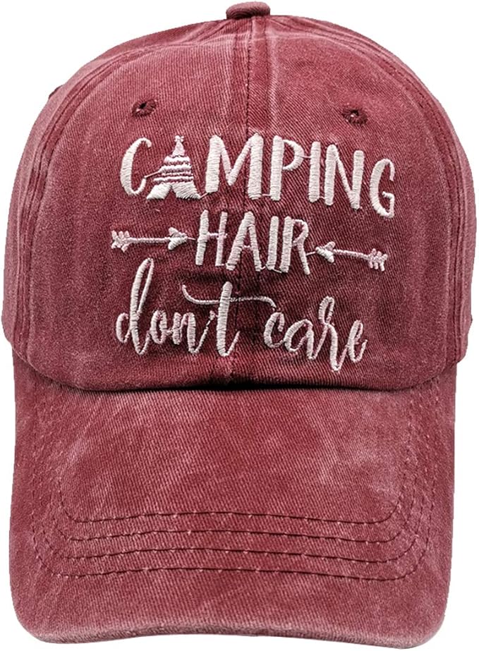 Waldeal Women's Embroidered Adjustable Ponytail Hat Low Profie Washed Baseball Cap