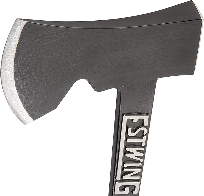ESTWING Camper's Axe - 14" USA Made Black Hatchet with Tent Stake Puller & Shock Reduction Grip - EB-25A