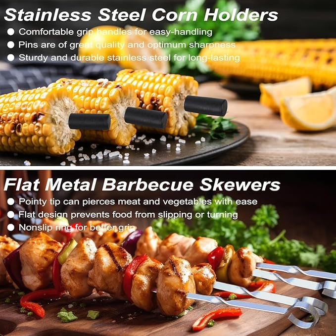 POLIGO 26 PCS BBQ Grill Accessories Stainless Steel BBQ Tools Grilling Tools Set with Storage Bag for Fathers Day Dads Birthday Presents - Camping Grill Utensils Set Ideal Grilling Gifts for Men Black