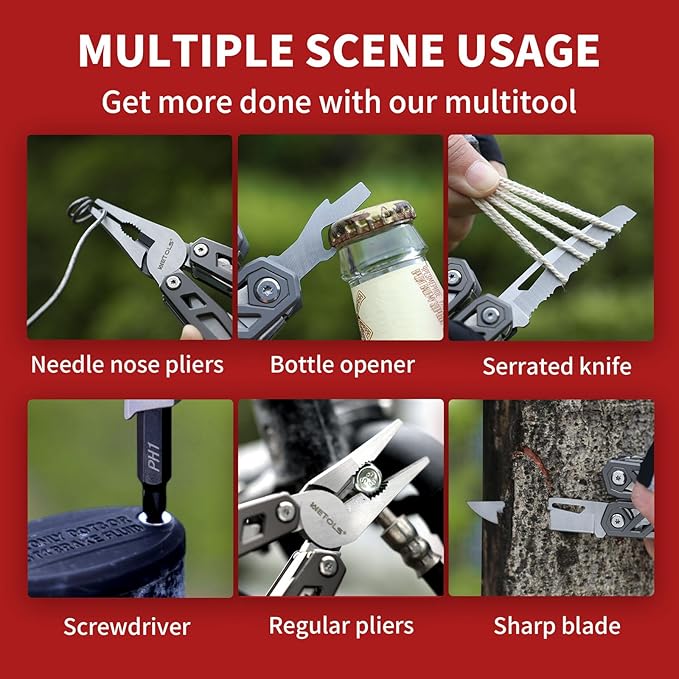 Father‘s Day Gifts for Men Dad Him, WETOLS 21-in-1 Multitools with Pocket Knife, Stainless Steel Self-locking Pliers with 8 Screwdriver Bits, Multi Tool Survival Gear, EDC Knife with Pouch for Outdoor