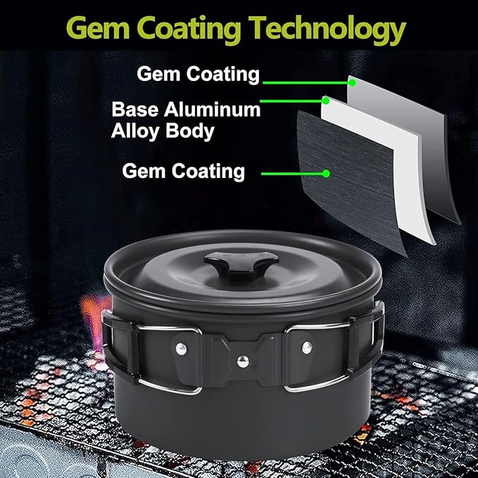 aiGear Camping Cooking Set Cookware Mess Kit with Storage Bag Pot Pan Set Camping Accessories for Outdoor Camping Hiking Picnic Portable and Lightweight Aluminum