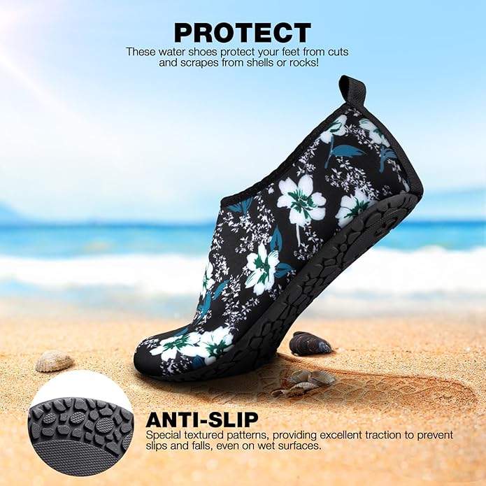 SIMARI Water Shoes Women Men Aqua Socks Beach Barefoot Quick Drying Aqua Aerobics Swim Pool Non Slip Outdoor Travel Essentials Surf River Lake Snorkeling Kayak Yoga Adult Youth