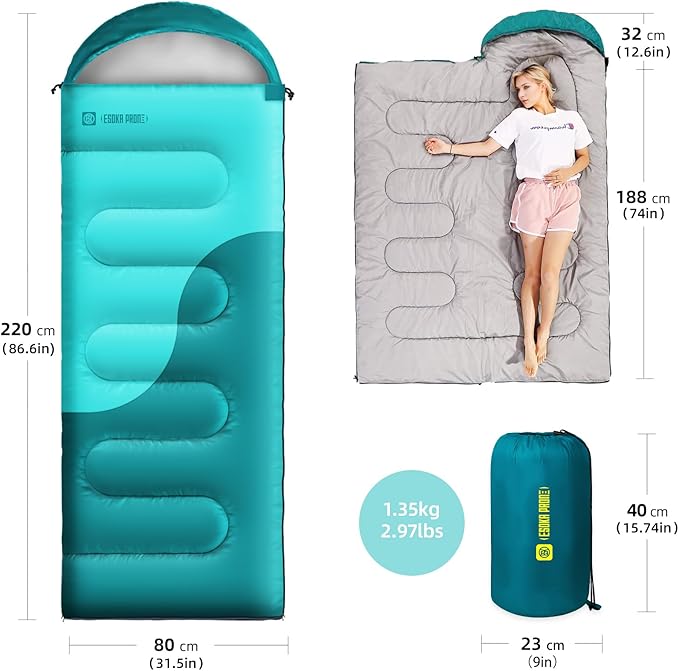Sleeping Bags for Adults&Kids,Lightweight Waterproof Warm Weather Sleeping Bag,Compact Portable Sleeping Bag for Camping,Essentials Gear for Camping Hiking Outdoor Travel