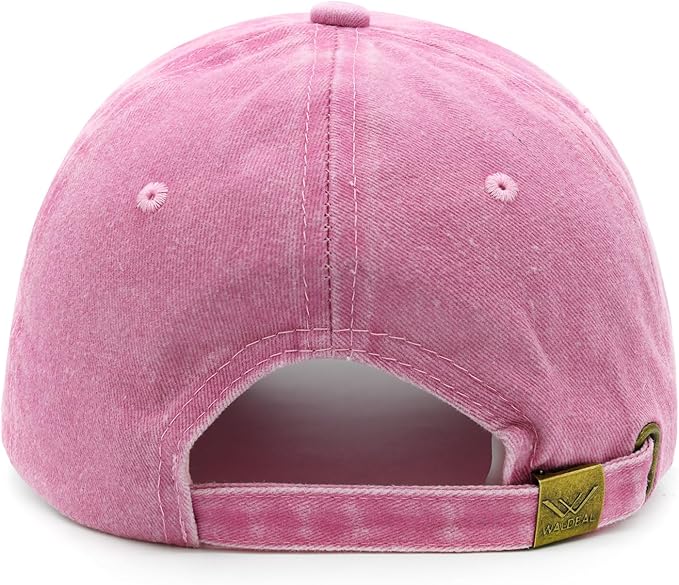 Waldeal Embroidered Camping Hair Don't Care Hat Adjustable Washed Baseball Cap for Women Men
