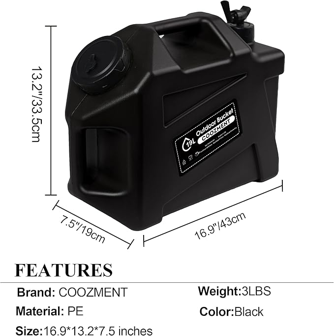 COOZMENT 3.2 Gallon/5 Gallon Water Containers with Spigot, BPA Free Water Jug, Military Green Water Tank, Multifunction Water Storage Containers for Camping Outdoor Hiking,Emergency Stroage