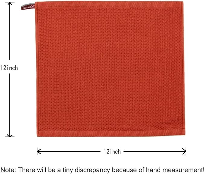 Mia'sDream Natural Cotton Waffle Weave Kitchen Tidy Dish Cloths Drying Rags Cleaning Cloth, Soft and Absorbent Kitchen Hand Towel Washcloths, 12inchx12inch 6 Pack (Brick Red)