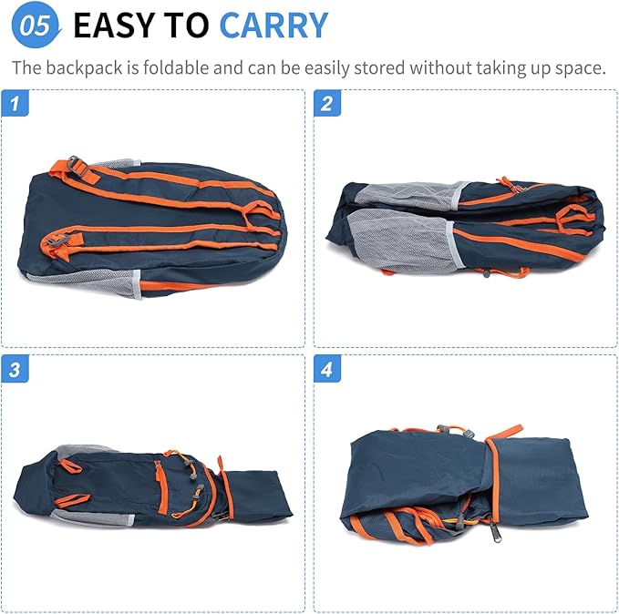 Hiking Daypack Packable, Camping Backpack Water Resistant Lightweight Polyester for Men Women Travel Outdoor
