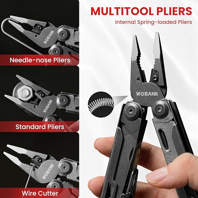 Multitool, 33-in-1 Stainless Steel Multi Tool Pliers with Screwdriver Sleeve, Damascus Pocket Knife, Nylon Sheath for Outdoor, Survival, Camping, Hiking, Simple Repair