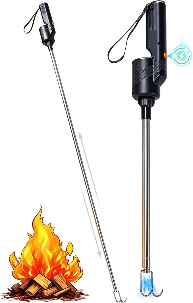 Telescoping Electric Fire Blower, Blow Poke Fireplace Tool - 2-in-1 Fire Poker & Bellows for Indoor Fireplace, Outdoor Camping, BBQ, Wood Stove & Fire Pit, Portable Collapsible Fire Starter Tool （1PC）