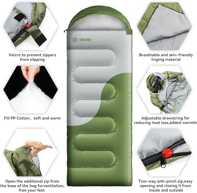Sleeping Bags for Adults&Kids,Lightweight Waterproof Warm Weather Sleeping Bag,Compact Portable Sleeping Bag for Camping,Essentials Gear for Camping Hiking Outdoor Travel