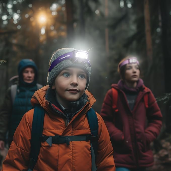EverBrite Headlamp, 2 Pack Kids Headlamp with Red Light and Memory Function, Head Lamp for Adults and Kids with 5 Modes, Bright Headlamps for Camping, Running, Christmas Gifts, Batteries Included