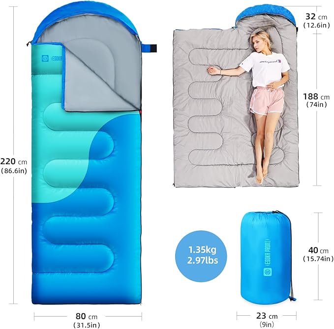 Sleeping Bags for Adults&Kids,Lightweight Waterproof Warm Weather Sleeping Bag,Compact Portable Sleeping Bag for Camping,Essentials Gear for Camping Hiking Outdoor Travel
