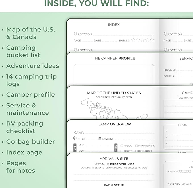 Clever Fox Camping Journal Pocket – Camping Log Book & Outdoor Adventure Journal – RV Travel Log Book – Gifts, Accessories & RV Essentials for Travel Trailers, 14 Trips, 3.7x5.7” (Deep Sea)