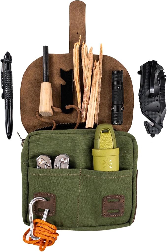 Hide & Drink, Survival Camping Pouch, Belt Loop, Rustic and Handy Tool Bag, Weather Resistant Outdoor Accessories, Traveling Essentials, Waxed Canvas, Handmade