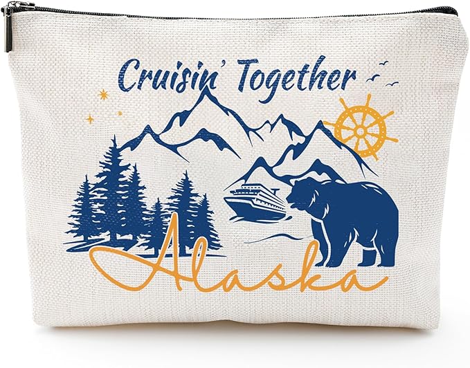 Sitsink Alaska Essentials Pouch - Cruise Travel Makeup Bag, Cruisin Together Makeup Bags, Must Haves Besties Birthday Christmas Gifts