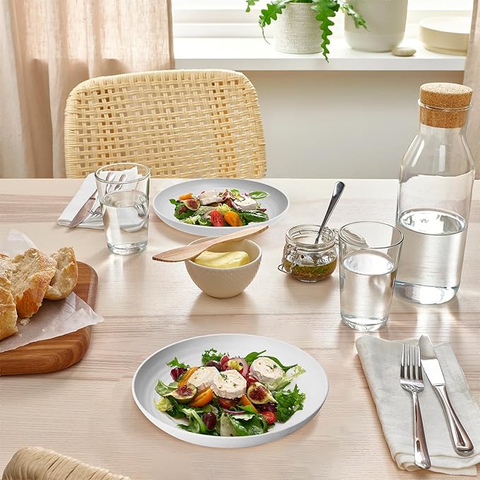 Homienly Deep Dinner Plates, Wheat Straw Plates 10 inch Set of 8, Unbreakable Plates for Kitchen, Kids, Lightweight Microwave and Dishwasher Safe Camping Plate Set for Salad, Dinner, Fruit - White