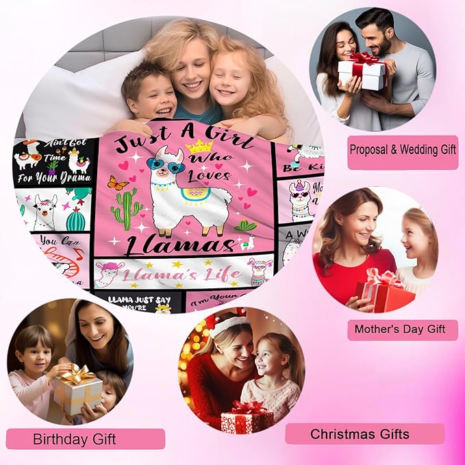 Llama Blanket Llamas Gifts for Women Girls,Cute Alpaca Throws and Blankets Flannel Llamas Sofa Couch Bedroom Living Room Decor Gifts for Llama Lovers 50"x40"