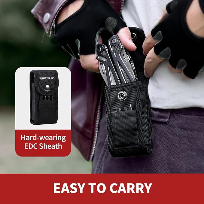 Father‘s Day Gifts for Men Dad Him, WETOLS 21-in-1 Multitools with Pocket Knife, Stainless Steel Self-locking Pliers with 8 Screwdriver Bits, Multi Tool Survival Gear, EDC Knife with Pouch for Outdoor