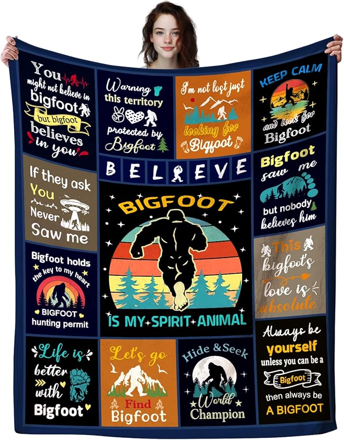 Bigfoot Sasquatch Blanket Gifts for Adults Men Unique,Cool Bigfoot Throw Blankets Sasquatch Decor for Men Women Kids Boys Bigfoot Lovers 50"X40"