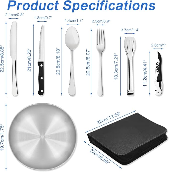 Camping Dishes Set, Camping Plates and Utensils with Camp Organizer Camping Dinnerware