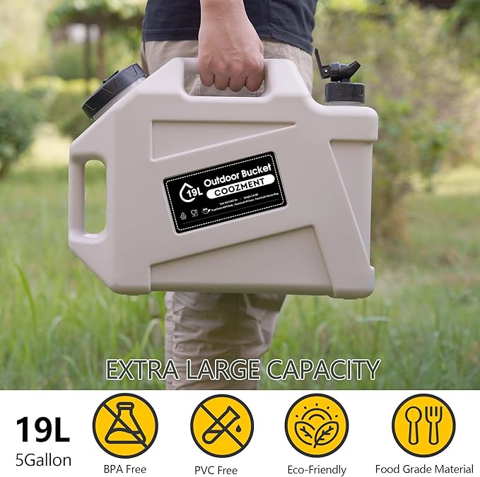 COOZMENT 3.2 Gallon/5 Gallon Water Containers with Spigot, BPA Free Water Jug, Military Green Water Tank, Multifunction Water Storage Containers for Camping Outdoor Hiking,Emergency Stroage