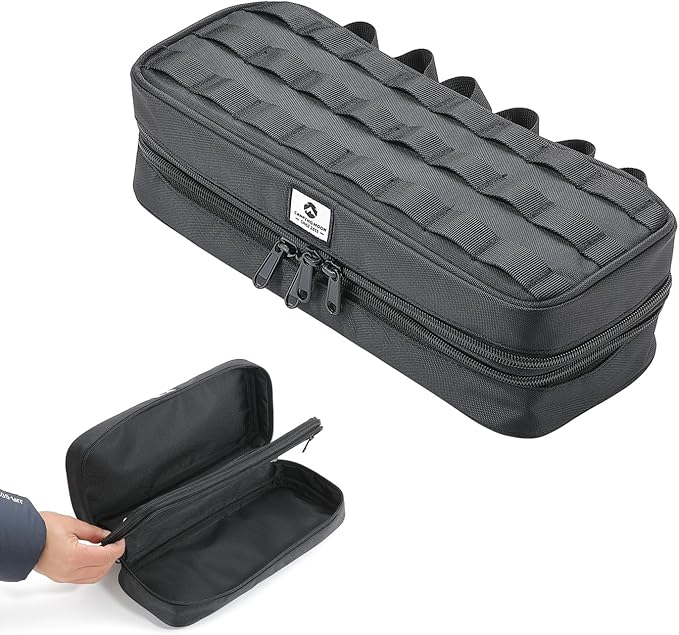 CAMPINGMOON MOLLE System Tactical Camping Gear Organizer Utility Tool Bag w PP Board Support Dual-Layer Rigid Storage Case Tent Stakes Tools