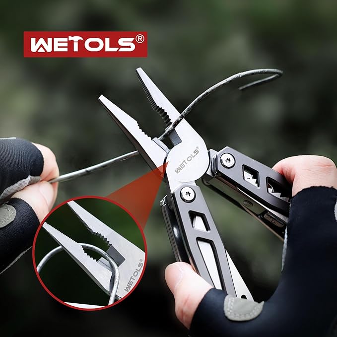 Father‘s Day Gifts for Men Dad Him, WETOLS 21-in-1 Multitools with Pocket Knife, Stainless Steel Self-locking Pliers with 8 Screwdriver Bits, Multi Tool Survival Gear, EDC Knife with Pouch for Outdoor
