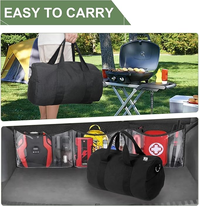 Grill Tool Storage, BBQ Tools Organizer - 18'' Lightweight Waterproof Storage Bag, Folding Design, with Inner Pockets & Shoulder Strap, for Camping, Tailgates, Outdoor BBQ Parties