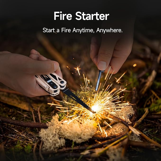 NexTool Camper CP10 Multitool，12-in-1 Multi tool with Scissors, Fire Starter, Tent Stake Puller, Locking Knife & Saw – EDC Gear for Outdoor, Hiking, Backpacking，Gifts for Men