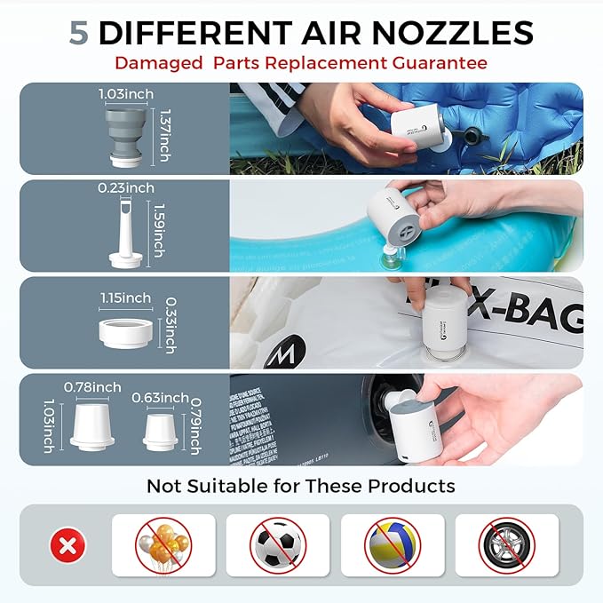 FLEXTAILGEAR Portable Air Pump for Inflatables, 2.82oz Classic Tiny Air Pump, Rechargeable Electric Air Pump to Inflate Deflate for Camping Gear Pool Floats Air Mattress