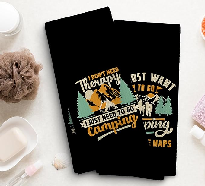 Camp Towel, Camper Gifts, Camping Tents Decor, Kitchen Towels, Set of 2, 16x24